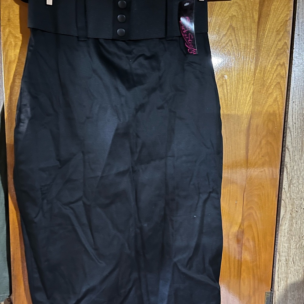 RockSteady Classic pinup Black Pencil Skirt